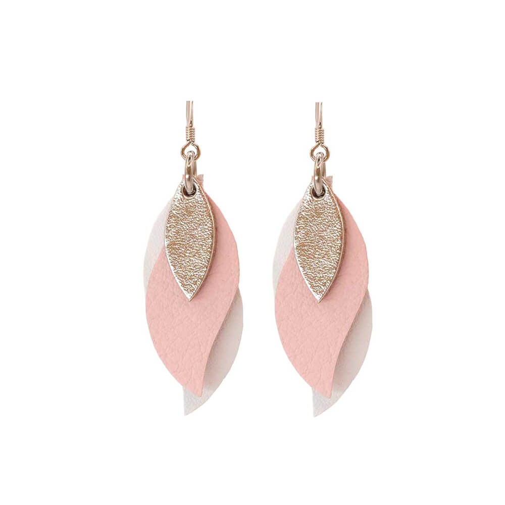 Australian Leather Earrings for Women Pink, White Silver