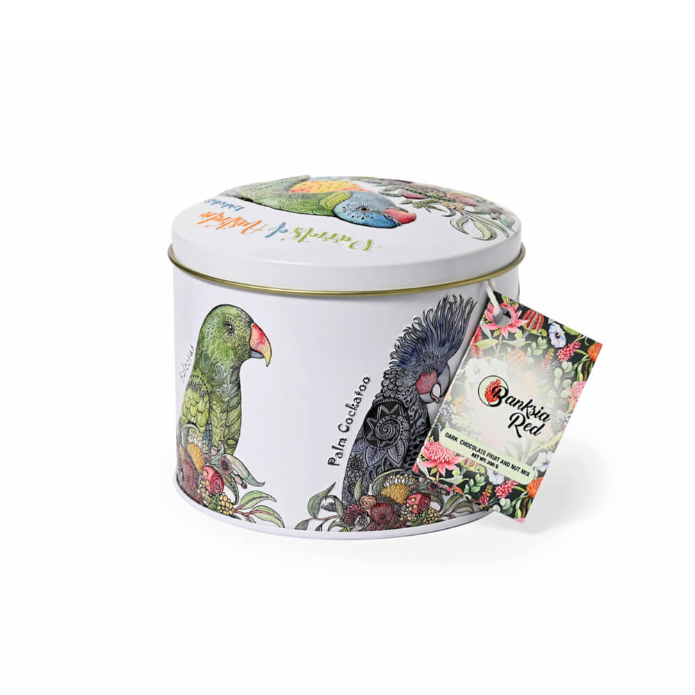 Australian Gourmet Chocolates in a Colourful Parrots of Australia Gift Tin