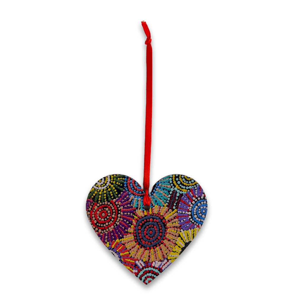Australian Made Heart Decoration Aboriginal Art by Evelyn Nangala Robertson