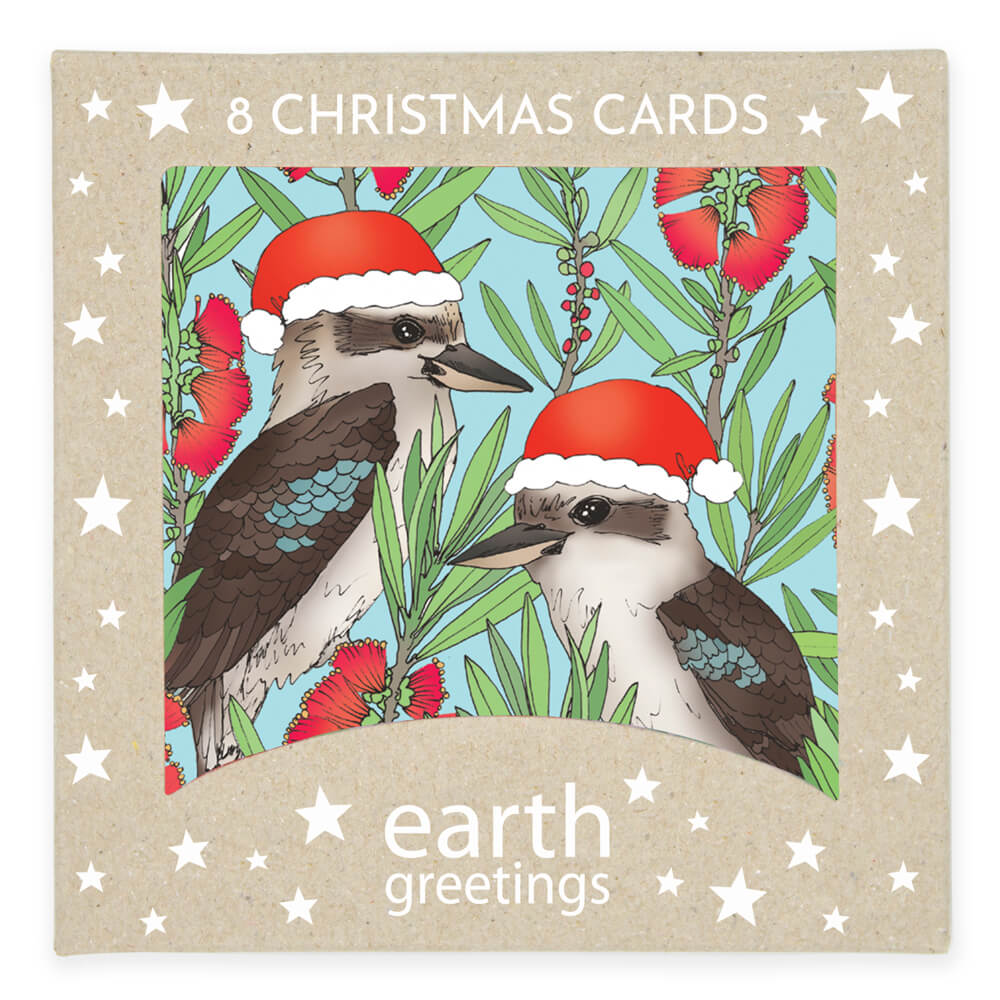 Kookaburra Christmas Cards Boxed Set by Earth Greetings for Sending Overseas