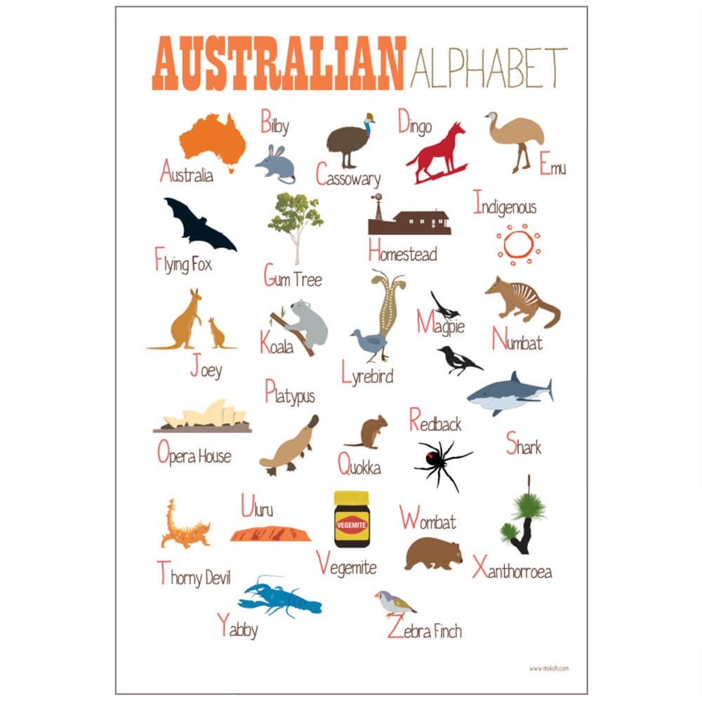 Souvenir Shop Australian Alphabet A4 Poster by Mokoh Design