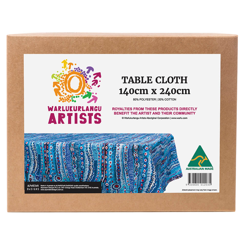 Aboriginal Gifts Australian Made Tablecloth blue Murdie Morris