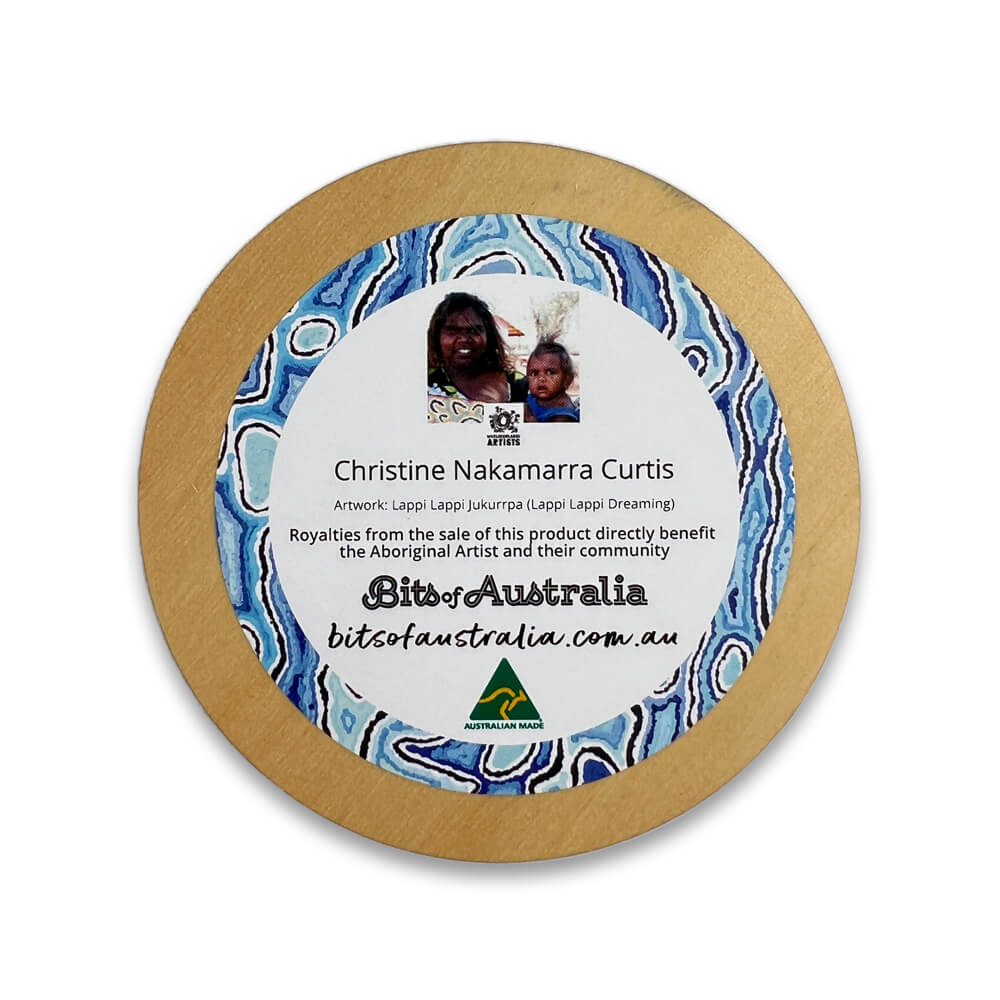 Aboriginal Souvenir Gifts Australia Wooden Coaster Christine Nakamarra Curtis Back