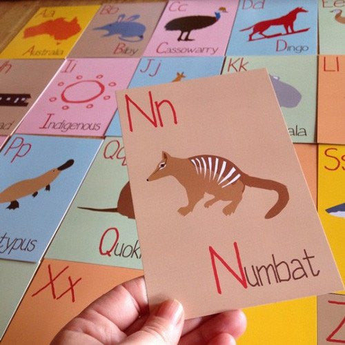Australian Made Gifts &amp; Souvenirs with the 26 Alphabet Flash Cards -by Mokoh Design. For the best Australian online shopping for a Babies - 1