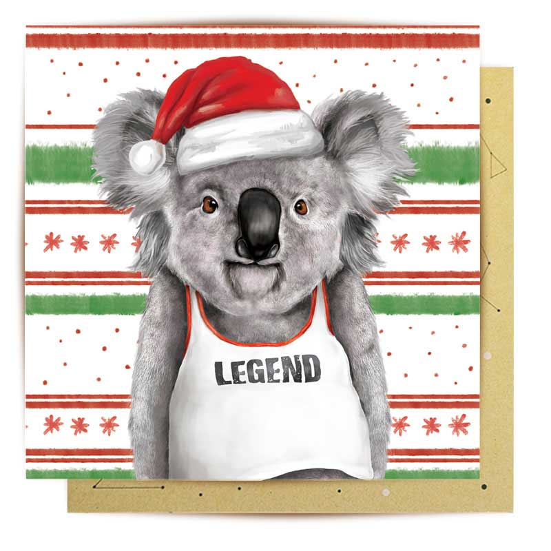 Australian Koala Legend Christmas Card for Men