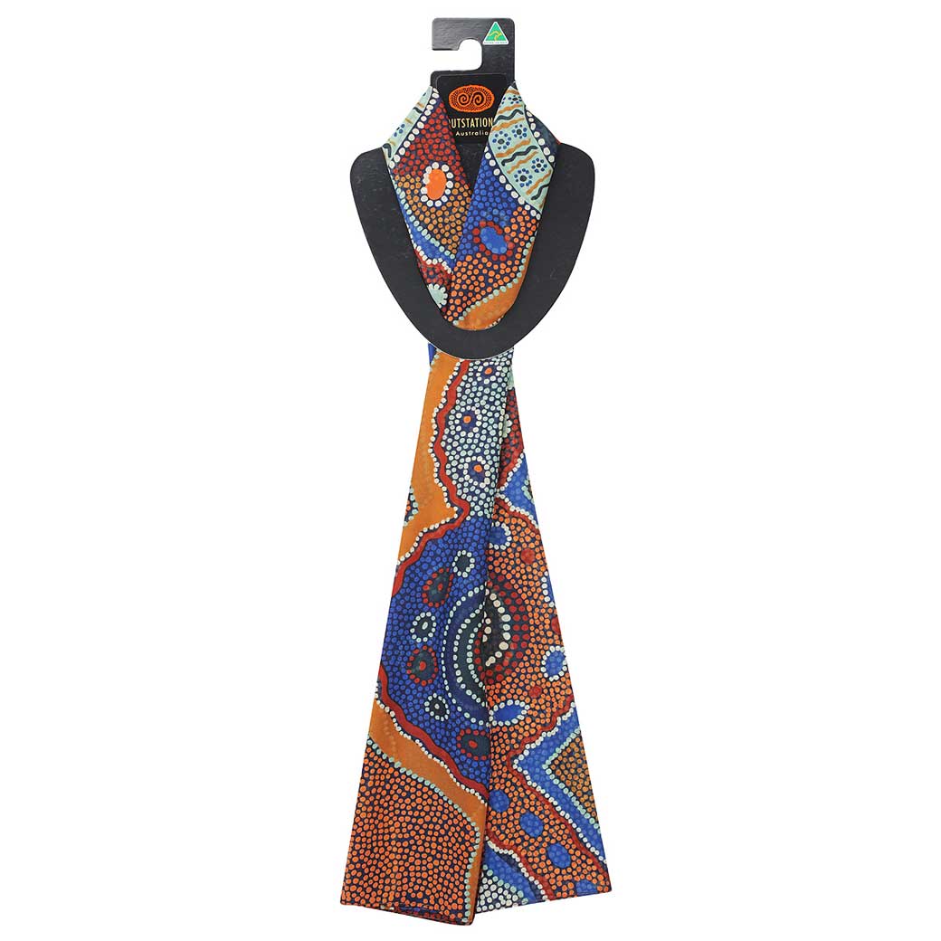 Quality Australian Souvenir Scarf with Aboriginal Designs by Norman Cox Made in Australia
