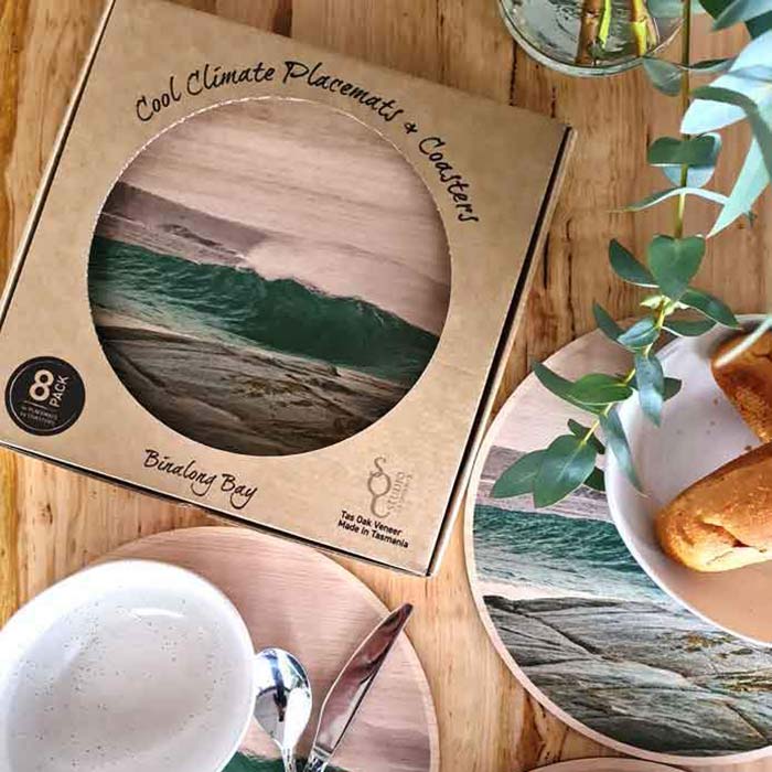Australian Surf Inspired Homewares Tasmanian Oak Placemat and Coasters