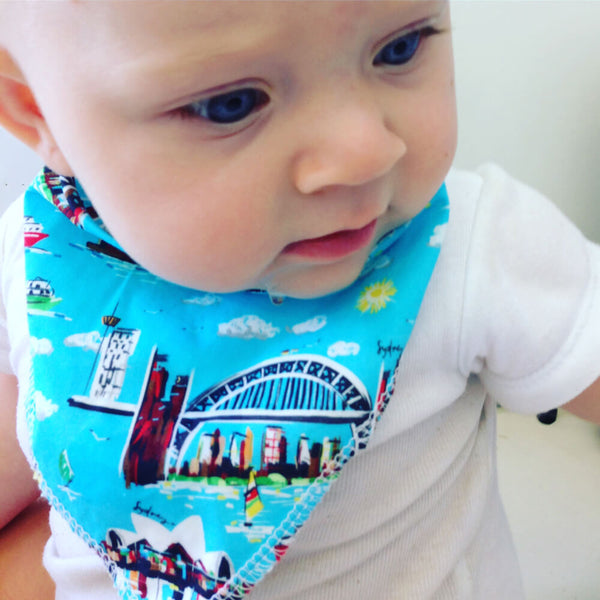 Sydney Themed Babies Bib for Unique Australian Made Baby Gift Bits of
