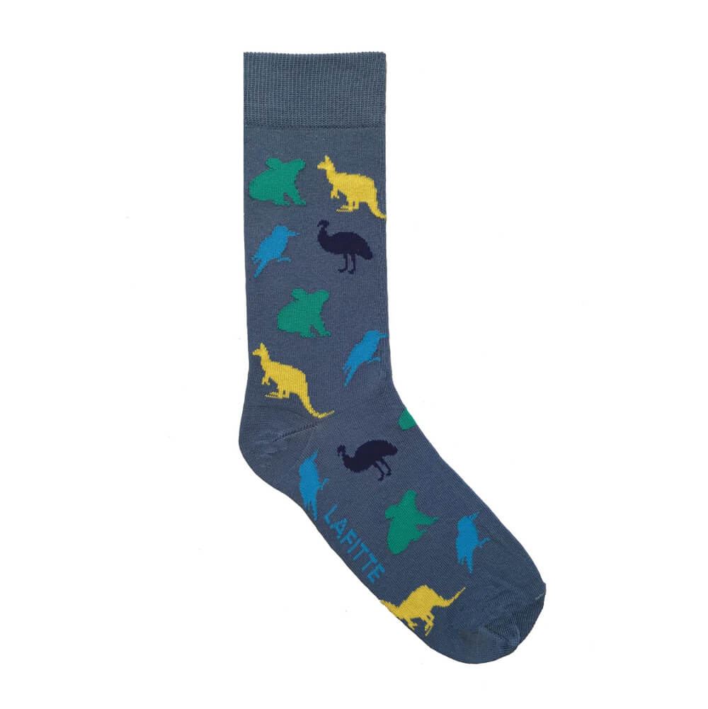 Blue Aussie Animal Souvenir Socks Australian Made by Loco Lafitte