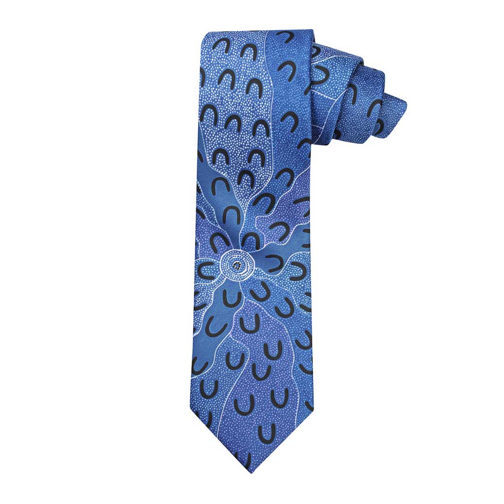Australian Gifts for Men - Aboriginal Tie Blue