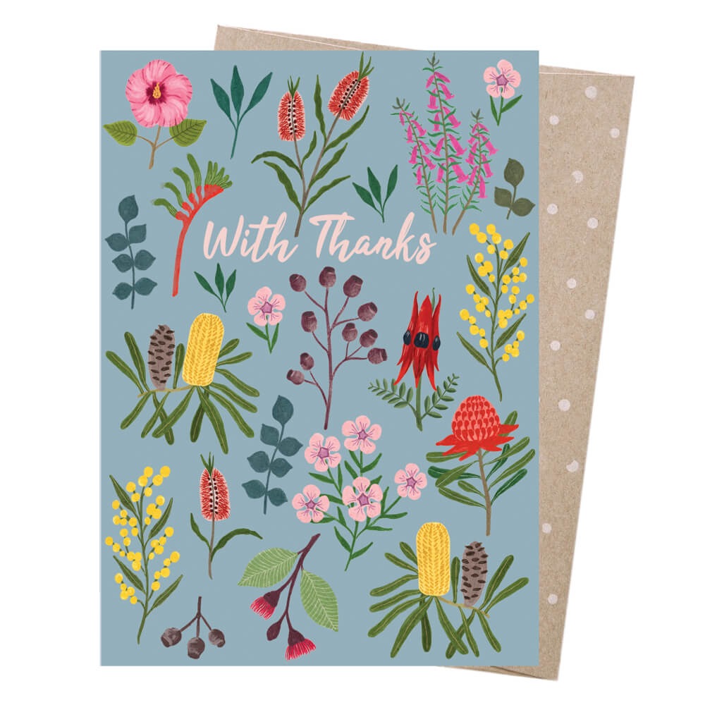 Thank You Card Australian Made Aussie Flora Design by Earth Greetings