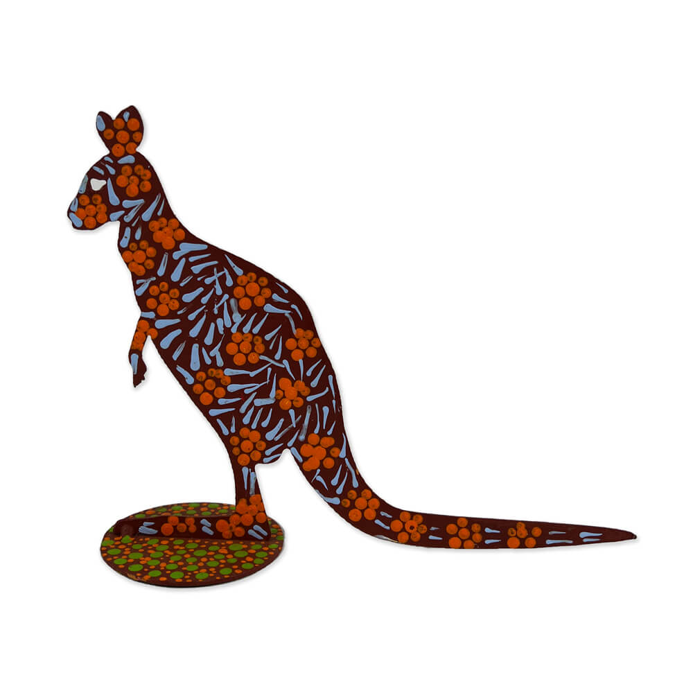 Aboriginal Art Metal Kangaroo - Various Colours