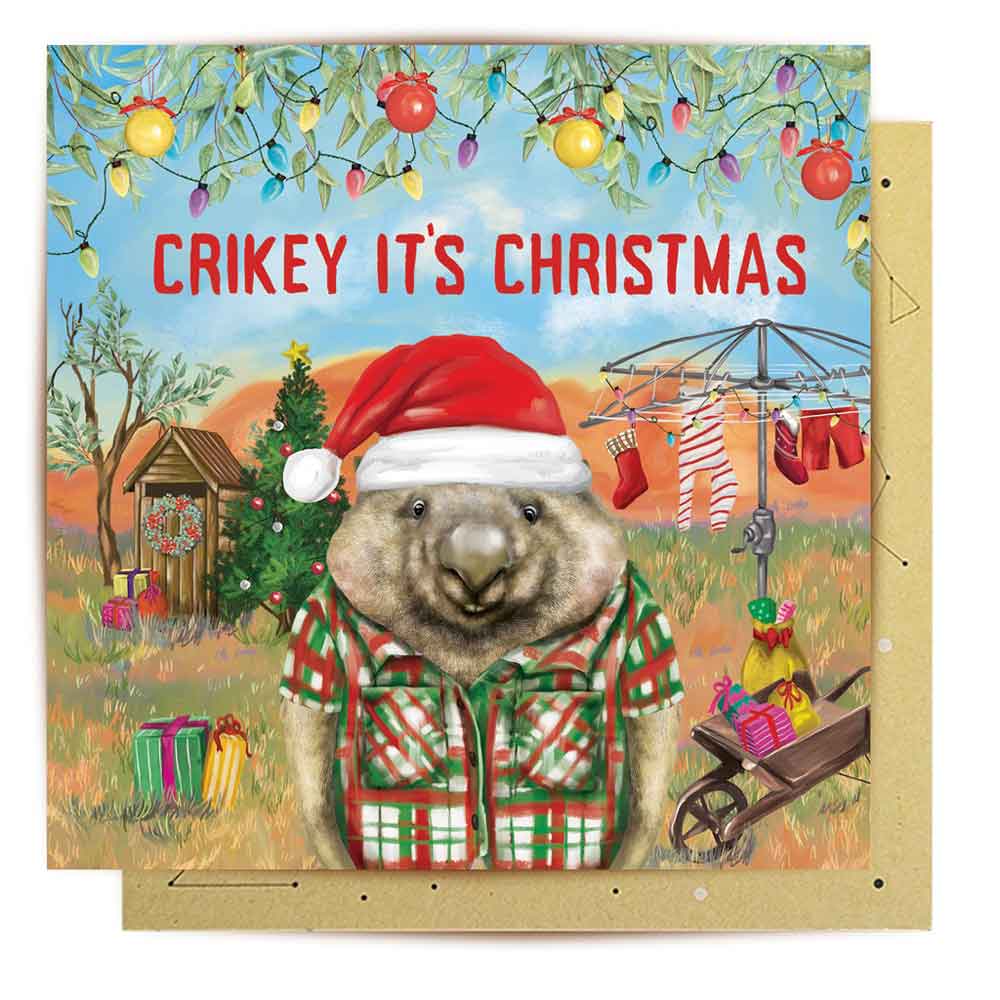 Crikey Its Christmas Wombat Card Australian Made