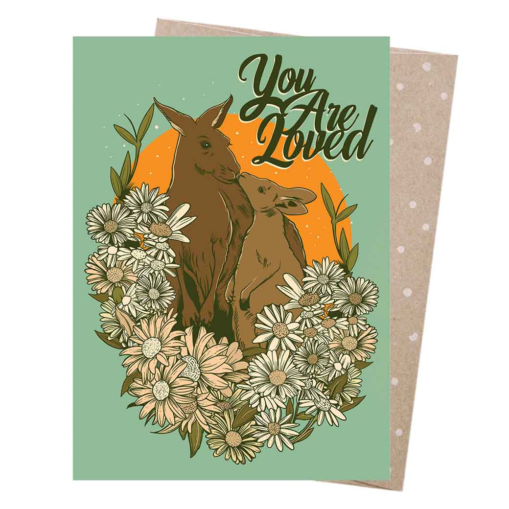You Are Loved - Kangaroo &amp; Joey Illustrated Greeting Card