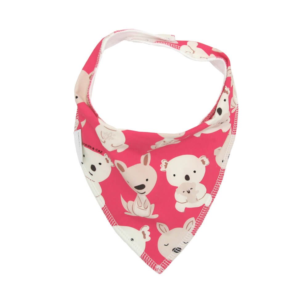 Australian Themed Baby Gifts Dribble Bib Pink Kangaroo Koala Design Chuckles&amp;Caz
