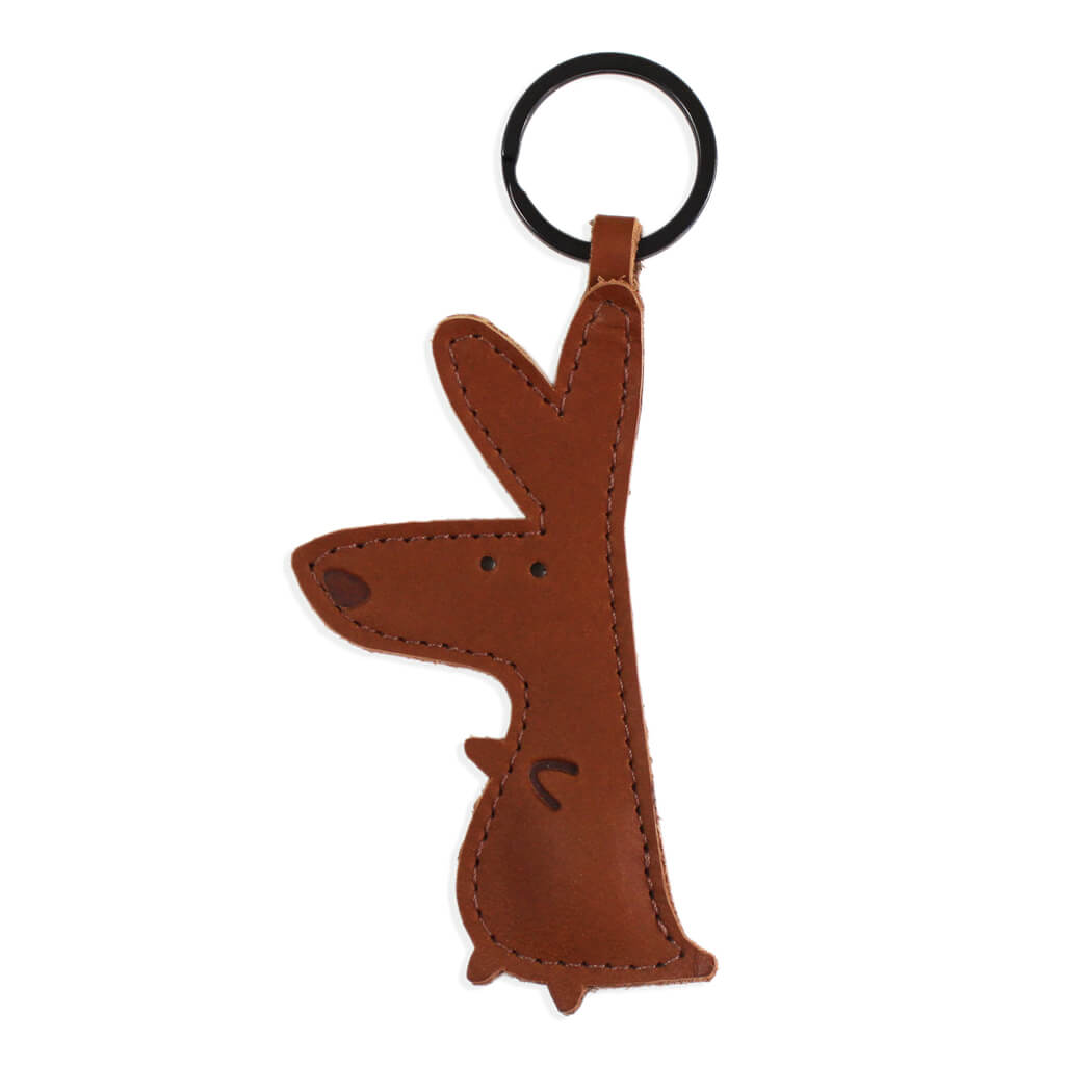 Leather kangaroo shaped keyring for australian made souvenirs