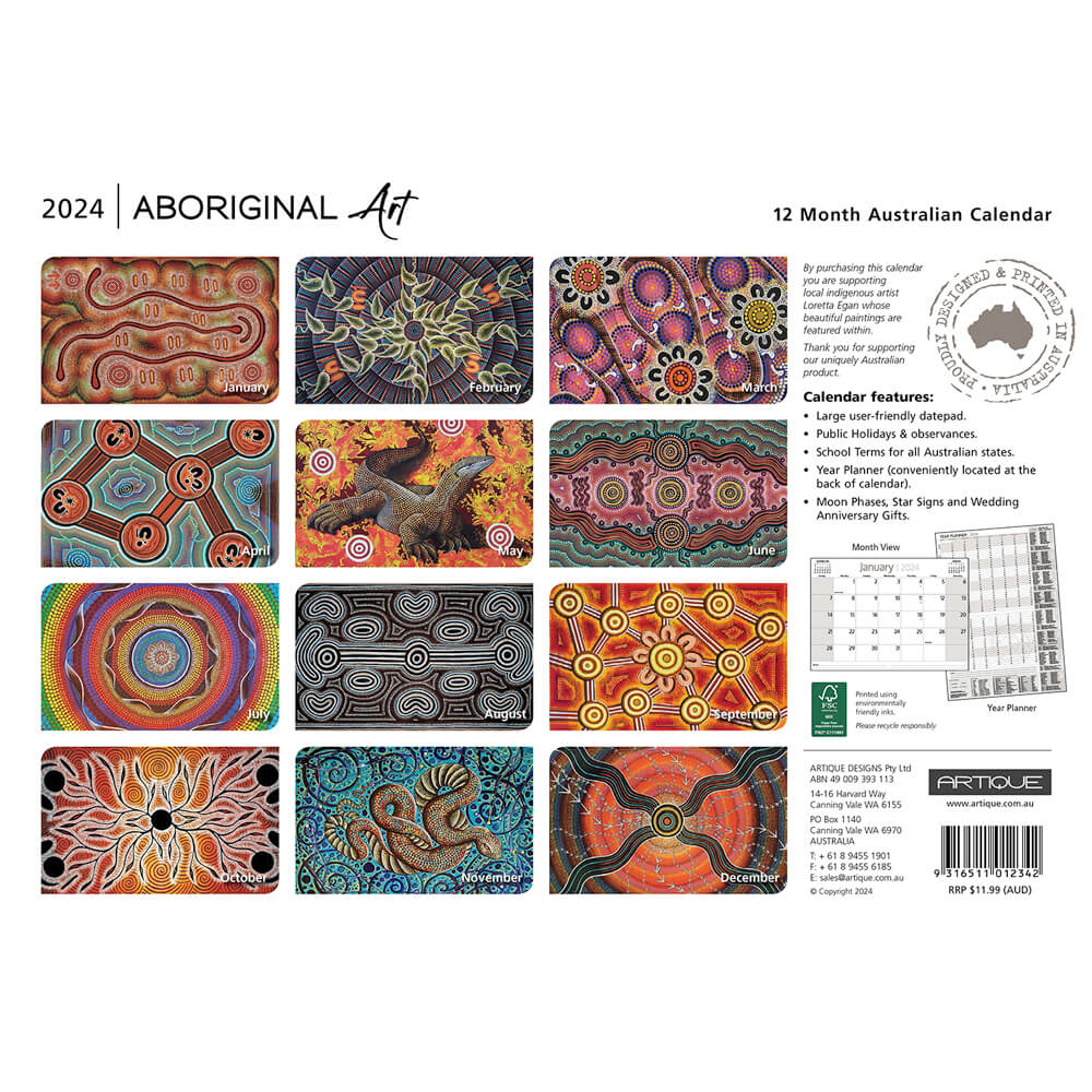 2024 Australian Aboriginal Art Calendar by Artique