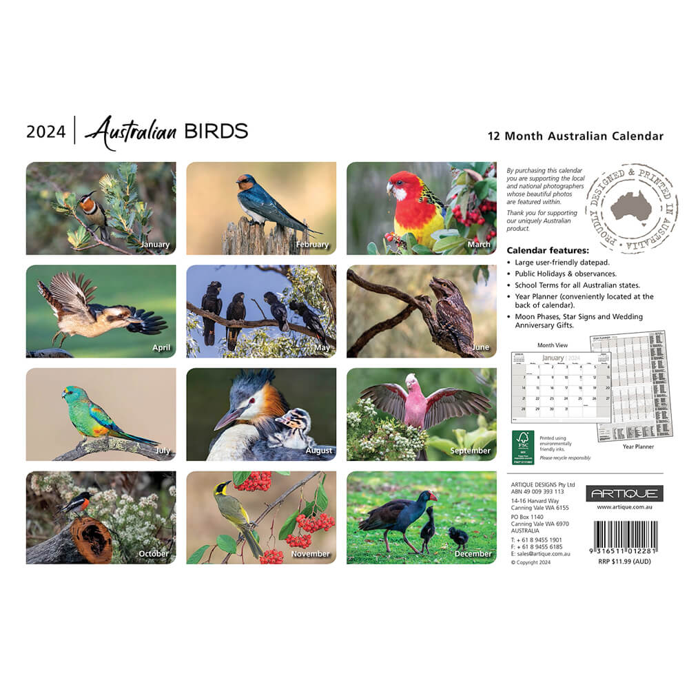 2024 Australian Birds Calendar for the Best Souvenirs of Australia