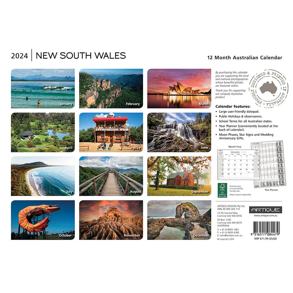 2024 Australian Souvenir Calendar New South Wales Photography