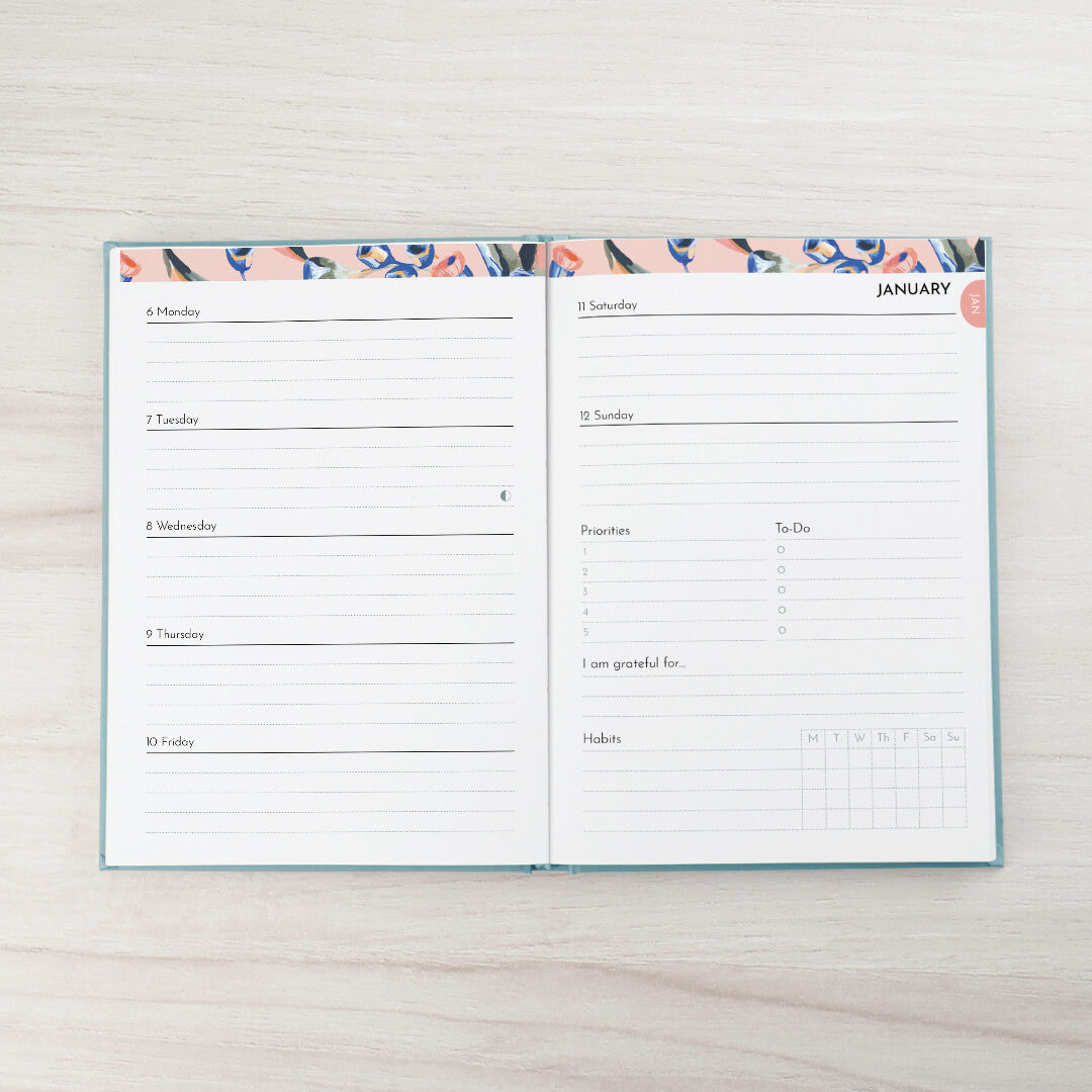 2025 Australian Diary Planner by Earth Greetings in Ocean Blue Bits