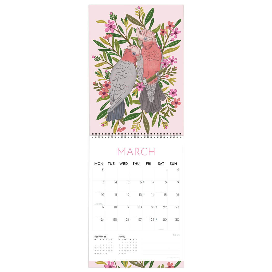 2026 Australian Souvenir Calendar Pink Galahs by Earth Greetings