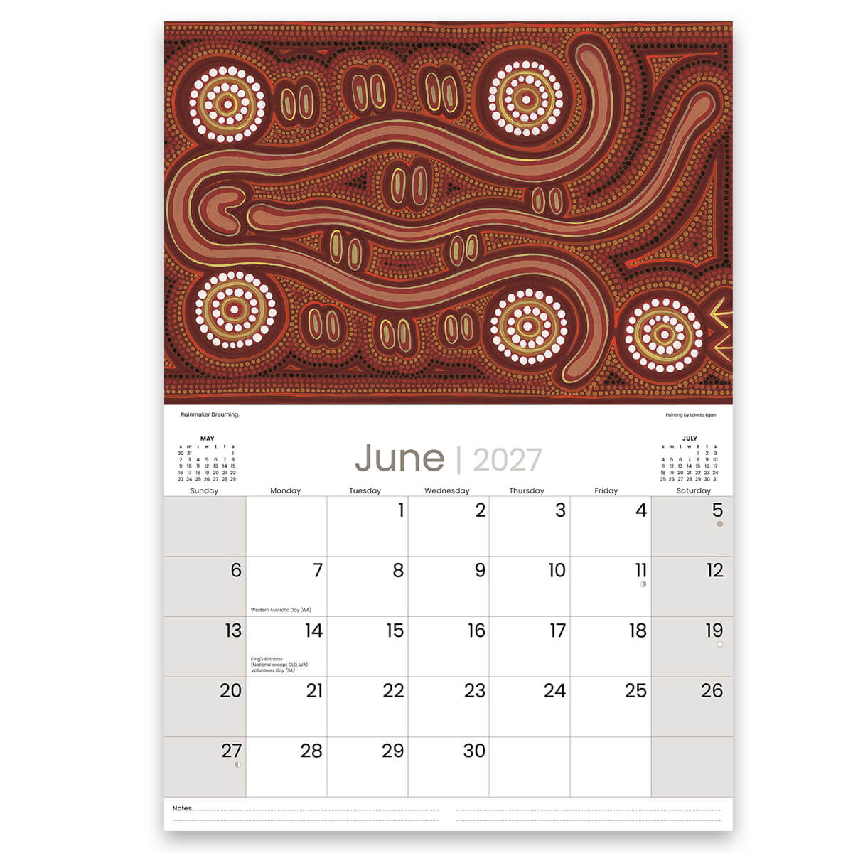 2027 Australian Aboriginal Art Calendar Made in Australia