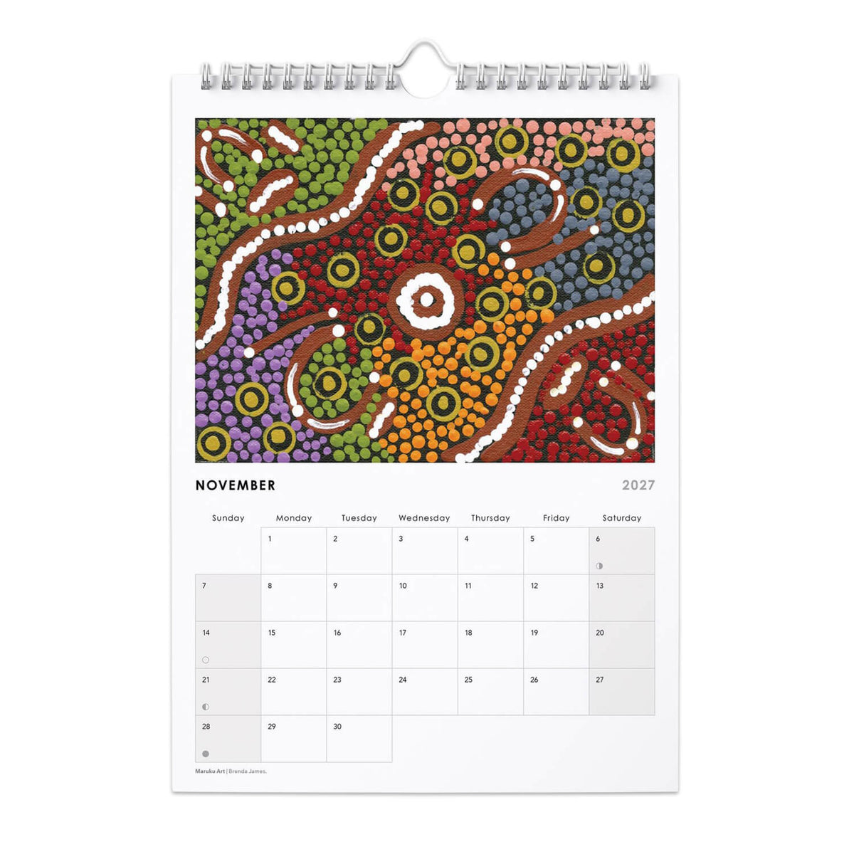 2027 Australian Aboriginal Art Calendar for made in Australia Gifts