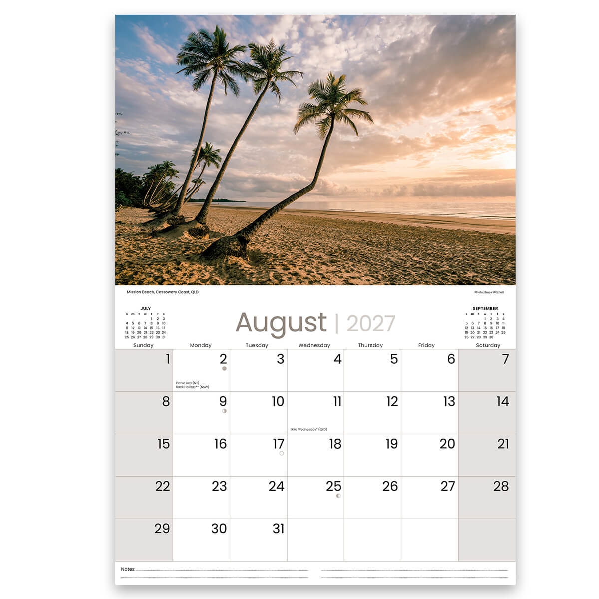 2027 Australian Beaches Photography Calendar for gifts to send overseas