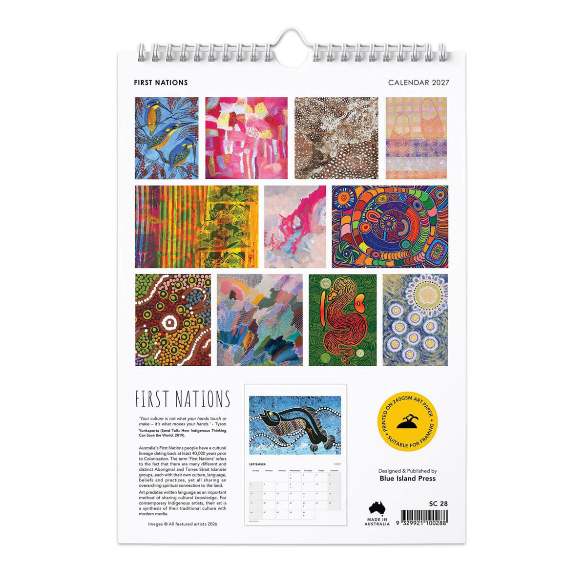 2027 Australian Indigenous Art Calendar Made in Australia Souvenirs