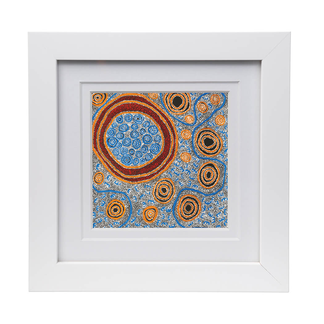 Framed Aboriginal Art Print by Nigel Japanangka Marshall for Australian souvenirs and corporate gifts