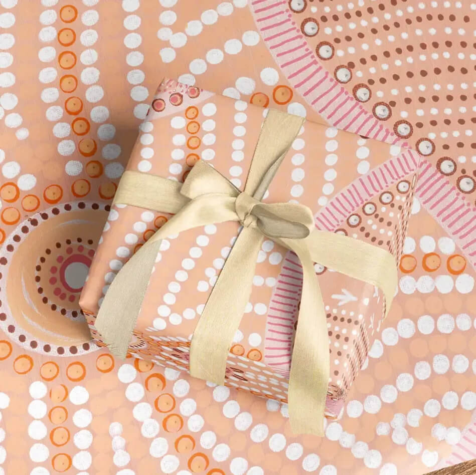 Aboriginal Art wrapping Paper for Australian Themed Gifts by Earth Greetings