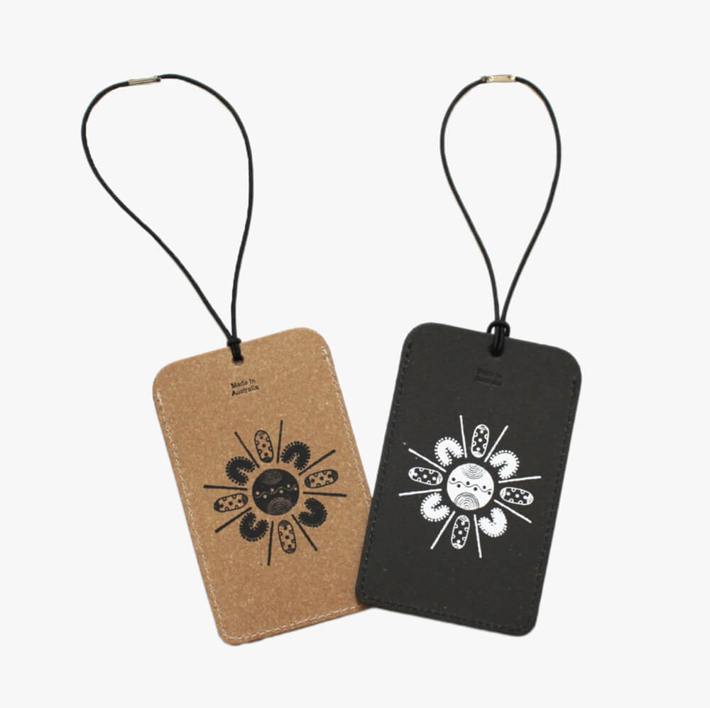 Aboriginal Design Leather Luggage Tags for Australian Gifts for Men