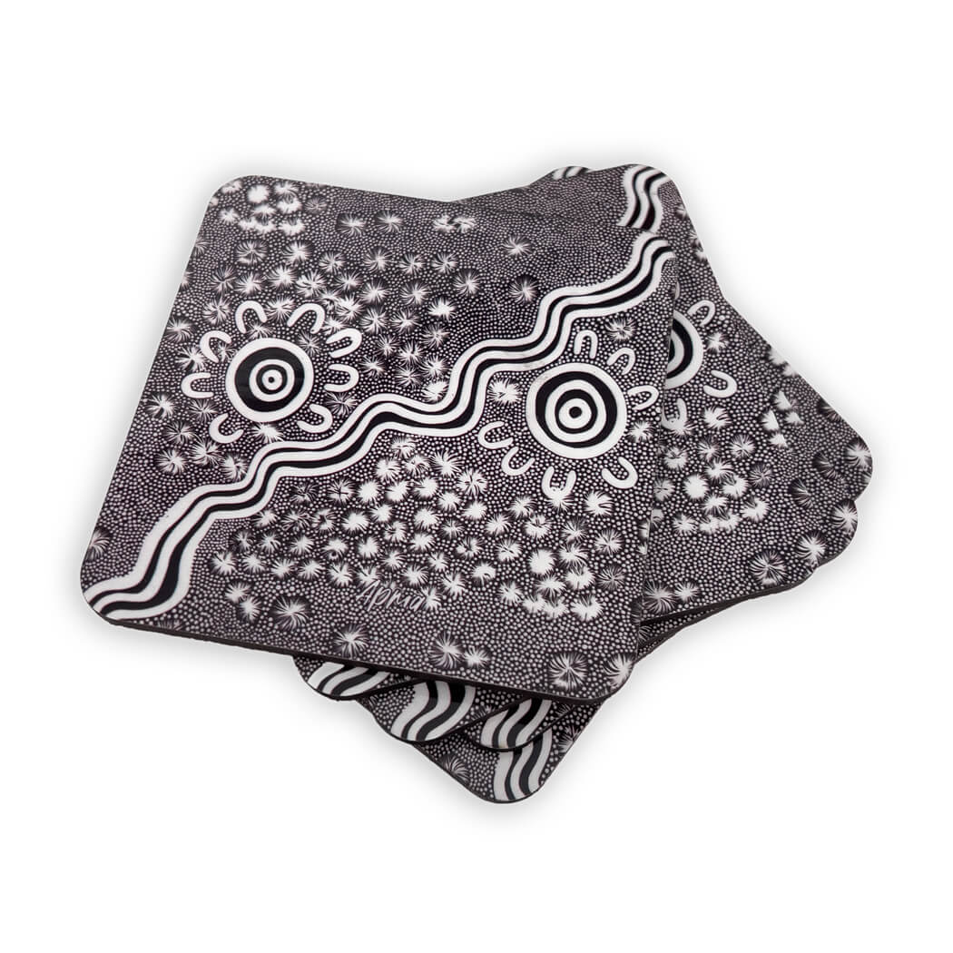 Australian Coasters Made in Australia Souvenirs with Aboriginal Artwork by Merryn Apma