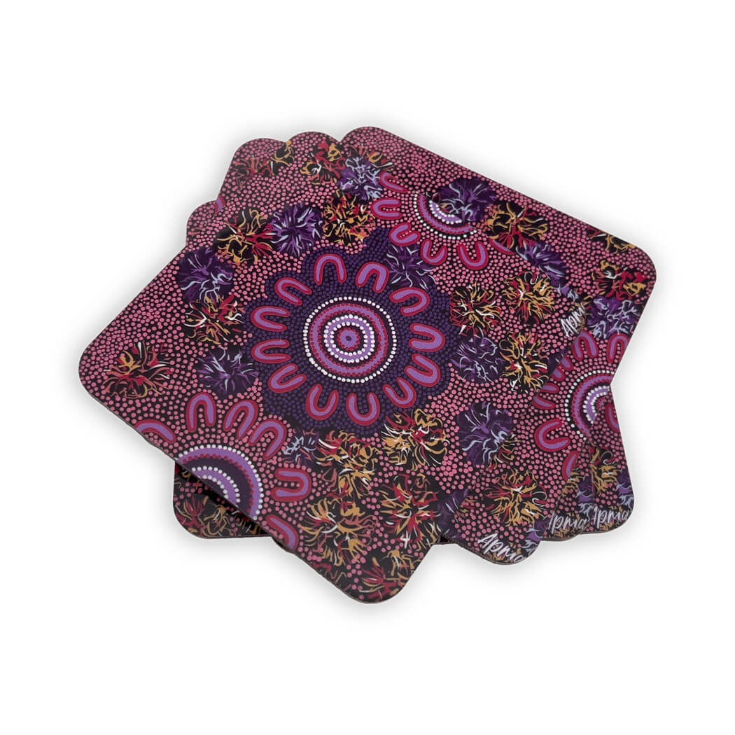 Aboriginal Gifts Set of 6 Cork Coasters Made in Australia - Artwork Women's Business