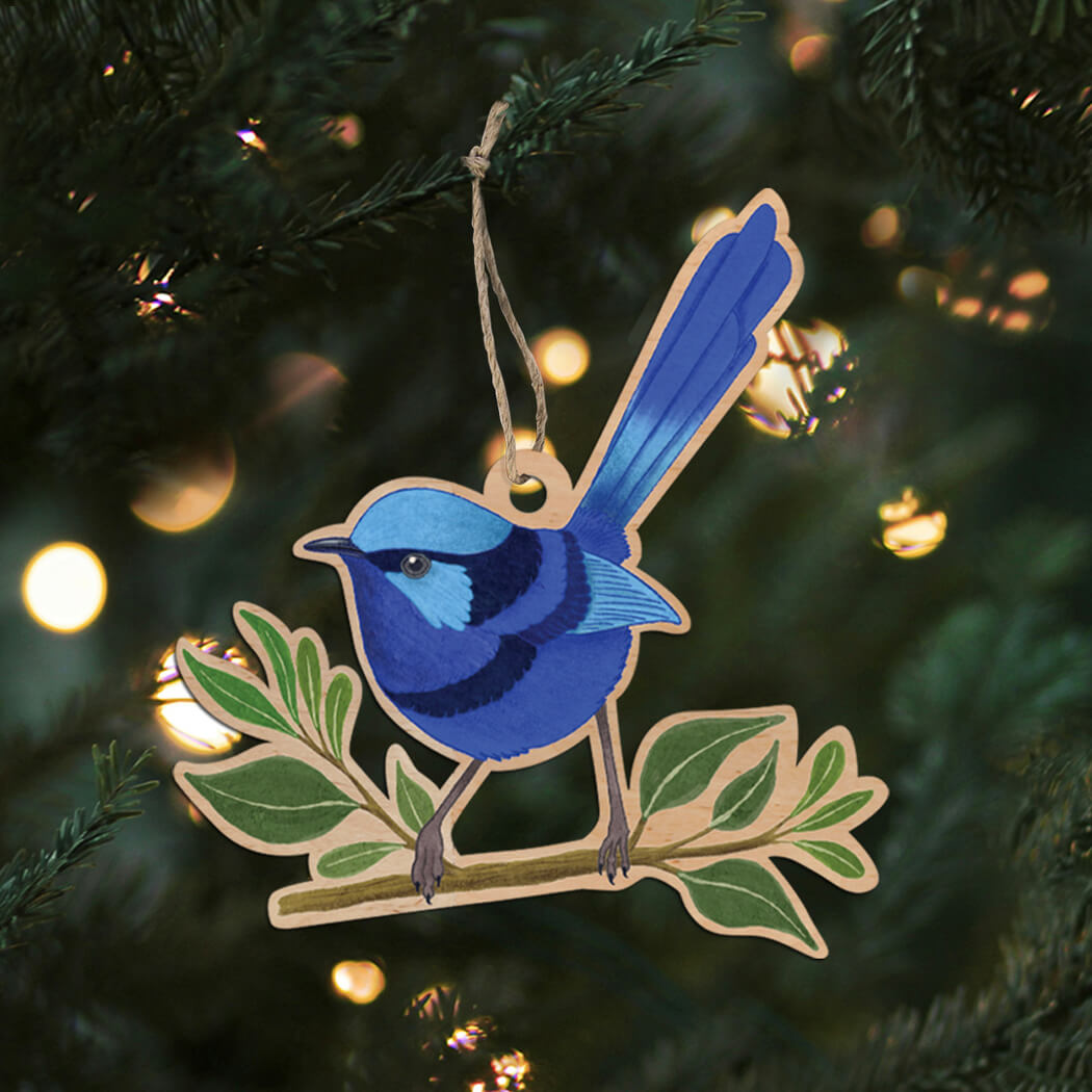 Aussie Christmas Decoration Featuring the Splendid Fair Wren Made in Australia by Earth Greetings