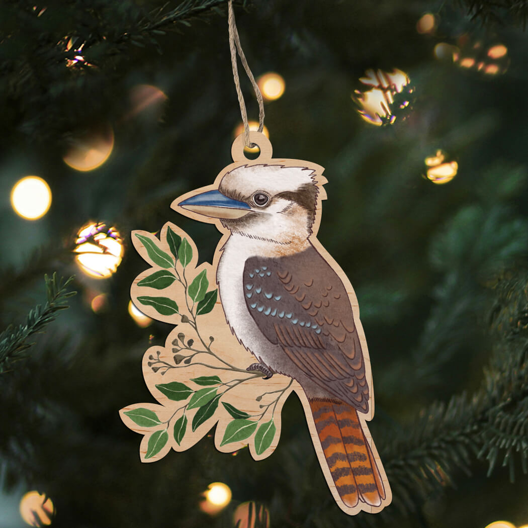 Aussie Christmas Decoration Wooden Kookaburra Made in Australia