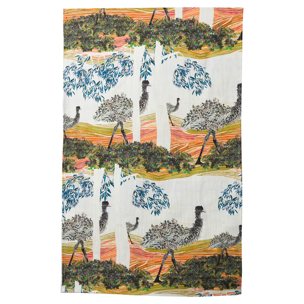 Australia Souvenirs Emu Tea Towel Australian Made with Artwork by Brigid Cocoran