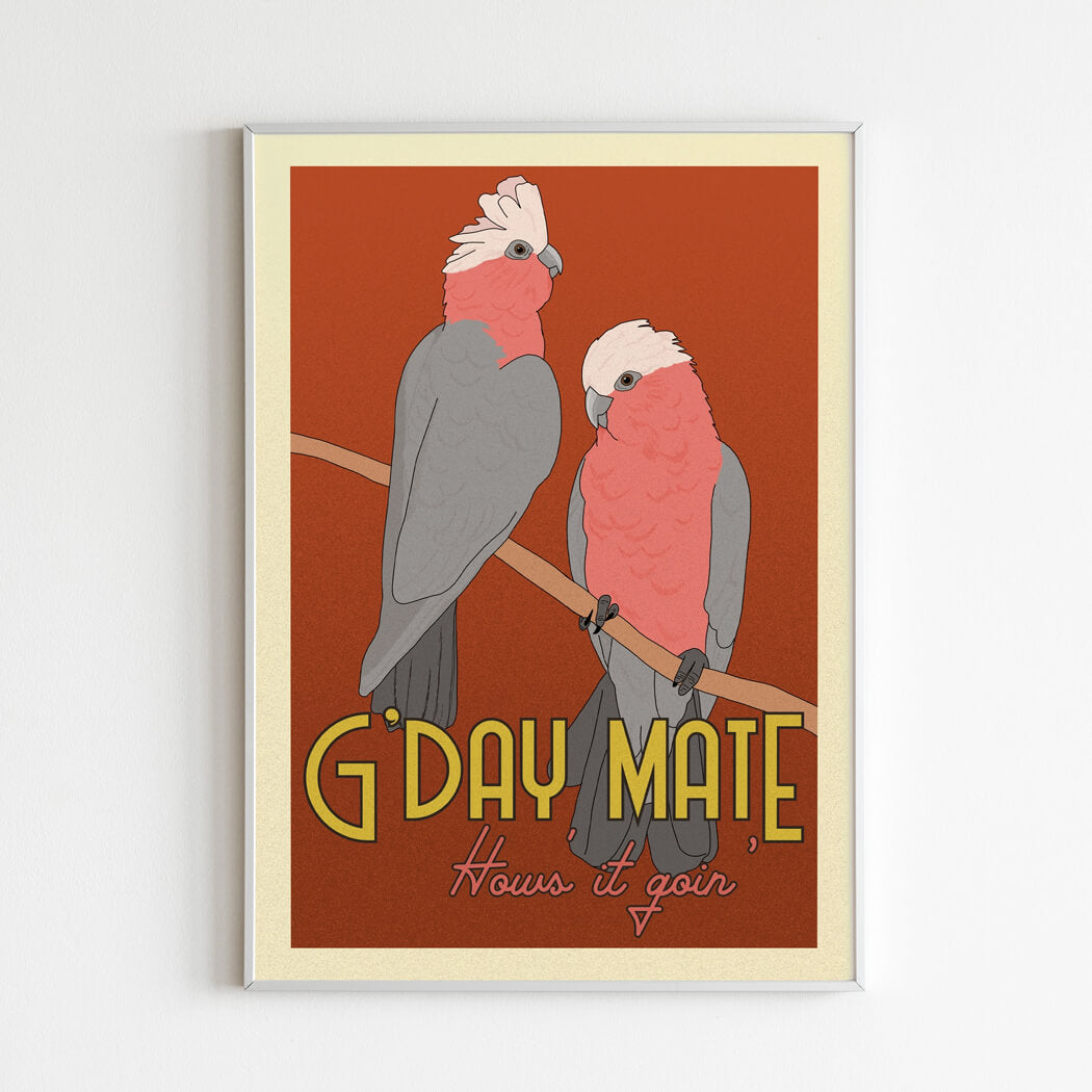 Australian Wall Art  G'Day Mate Pink Galahs 