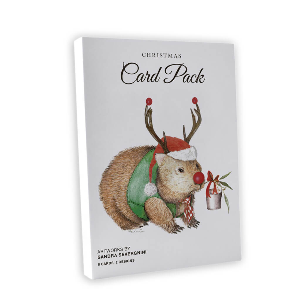 Australian Christmas Card Pack Wombat and Kookaburra