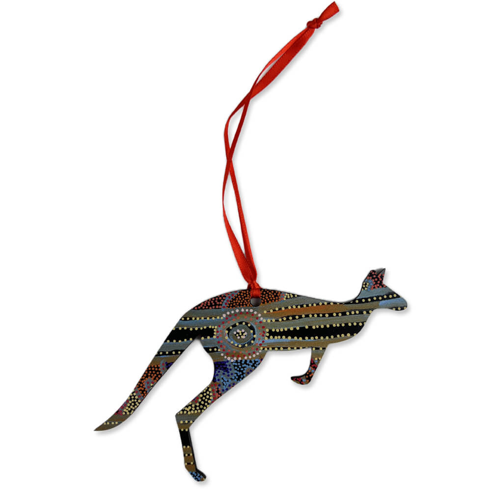 Australian Christmas Decoration  Kangaroo with Aboriginal Art by Antonia Napangardi Michaels
