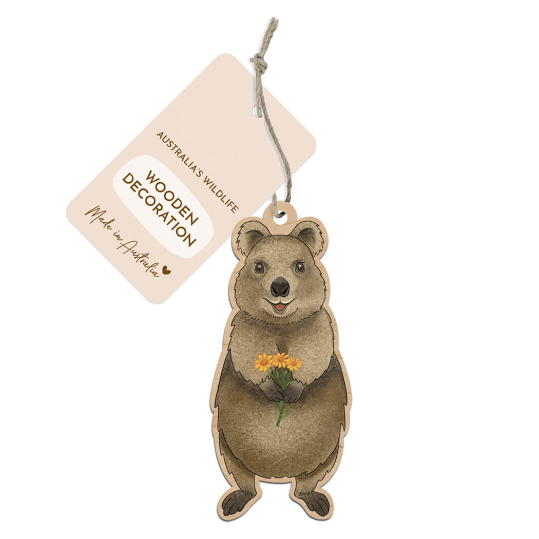 Australian Christmas Decoration Wooden Quokka Made in Australia by Earth Greetings