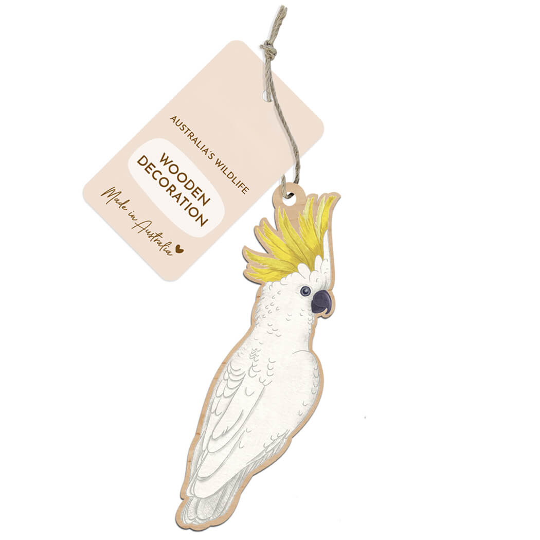 Australian Christmas Ornament Wooden Cockatoo Made in Australia by Earth Greetings