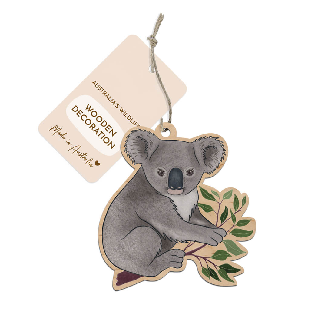 Australian Christmas Ornament Wooden Koala Made in Australia by Earth Greetings