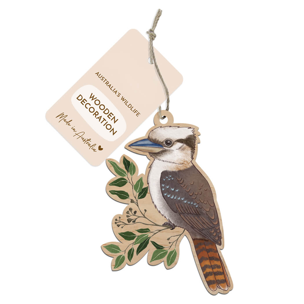 Australian Christmas Ornament Wooden Kookaburra Made in Australia by Earth Greetings
