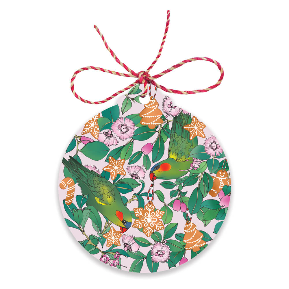 Australian Christmas Themed Gift Tags Lorikeets &amp; Lilly Pilly Made in Australia by Earth Greetings