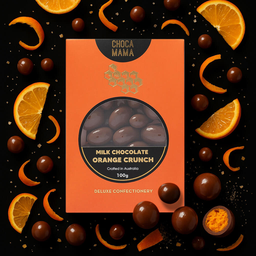 Australian Food Gifts Milk Chocolate Orange Crunch by Chocamama