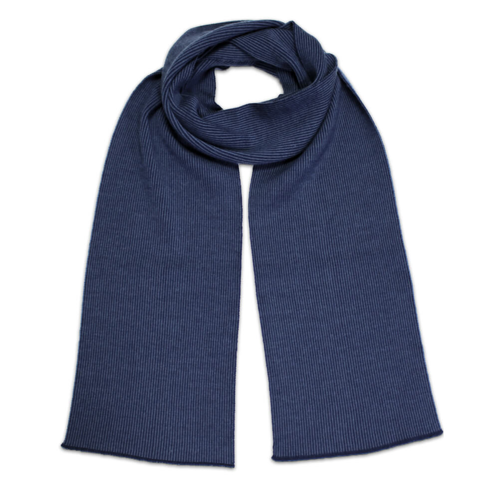 Australian Gifts for Men Denim Blue Stripe Scarf Made in Australia from Merino Wool