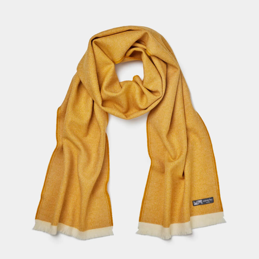 Australian Gifts for Men Merino Wool Scarf in Yellow by Waverley Mills Tasmania