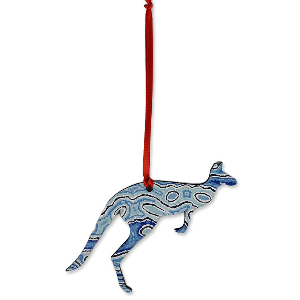 Australian Kangaroo Decoration with Aboriginal Art by Christine Nakamarra Curtis