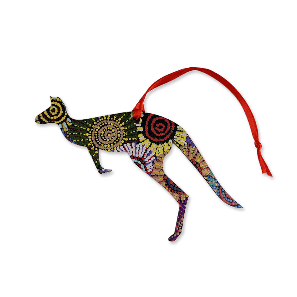 Australian Kangaroo Christmas Decoration Aboriginal Art by Evelyn Nangala Robertson